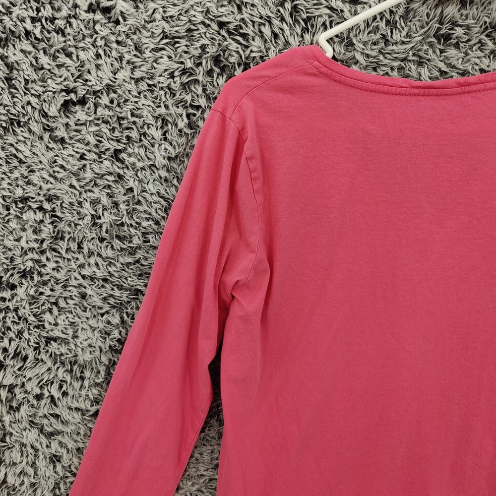 Ralph Lauren Sport Womens Preppy V-Neck Long Sleeve Tee L Pink Pima Cotton Pony - Picture 11 of 15
